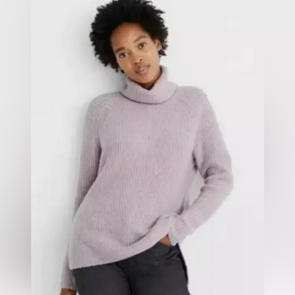 Madewell Lavender Mercer Turtleneck Sweater in Coziest Yarn xs